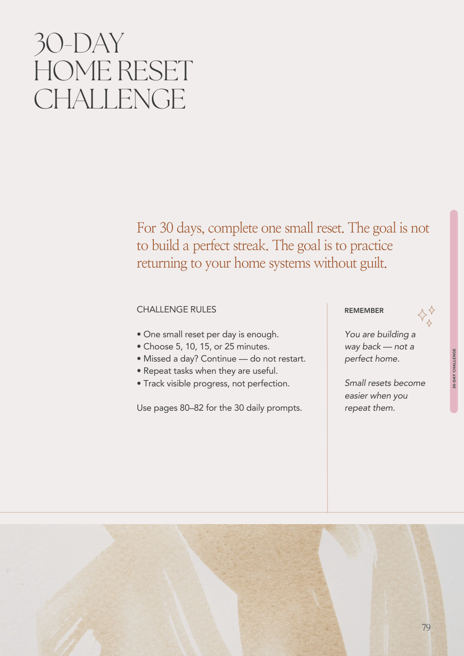 30-day home reset challenge page