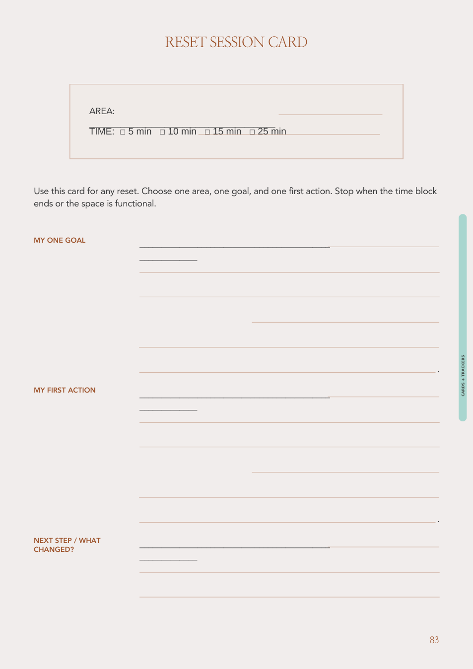 RESET session card page preview